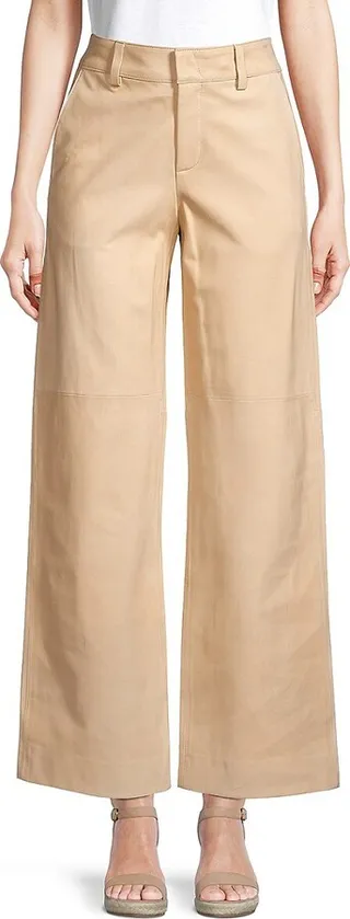 Nubuck Wide-Leg Lamb Leather Pants