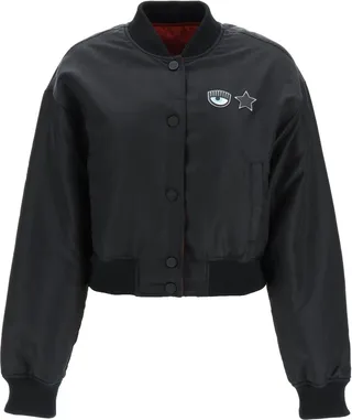 Reversible Eye Star Patch Bomber Jacket