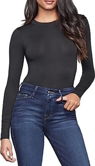 Good American The Crewneck Long Sleeve Bodysuit