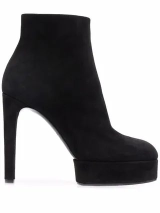 Ankle-Length Suede Platform Boots