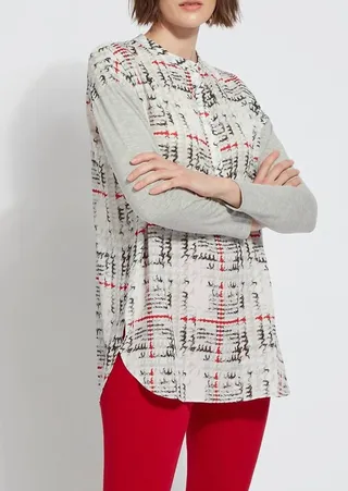 Lorimer Mixed Media Top in Winter Plaid