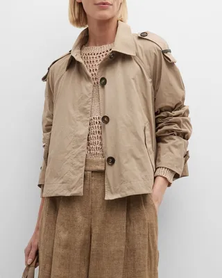 Monili-Trim Technical Canvas Crop Swing Jacket
