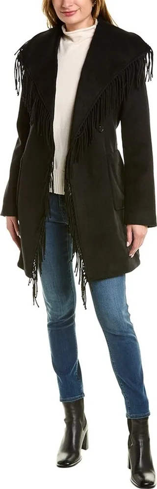Badgley Mischka Ricci Wool-Blend Wrap Coat