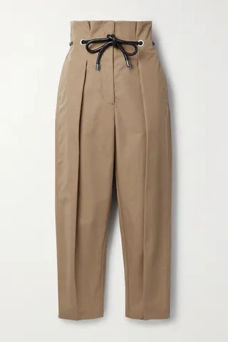 3.1 Phillip Lim - Origami Belted Pleated Cotton-blend Straight-leg Pants - Neutrals