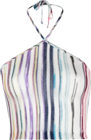 Multicolour Striped Halterneck Knit Top