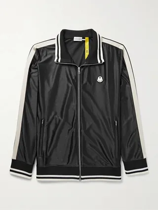 + 8 Palm Angels Logo-Appliquéd Striped Satin-Jersey Track Jacket