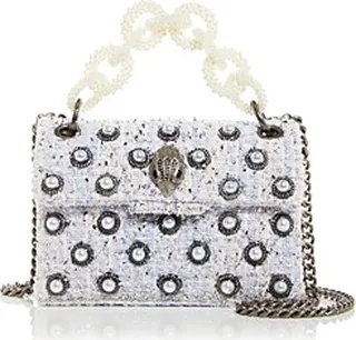 Kurt Geiger London Kensington Mini Tweed Faux Pearl Embellished Crossbody
