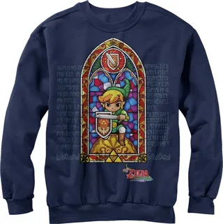Men's Nintendo Legend of Zelda Stained Glass Sweatshirt - Navy Blue - X Large