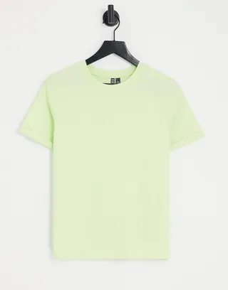 Pieces cotton crew neck t-shirt in green - LGREEN