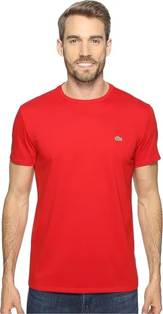 Lacoste Short-Sleeve Pima Jersey Crewneck T-Shirt (Red) Men's T Shirt