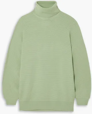 Ribbed merino wool turtleneck sweater