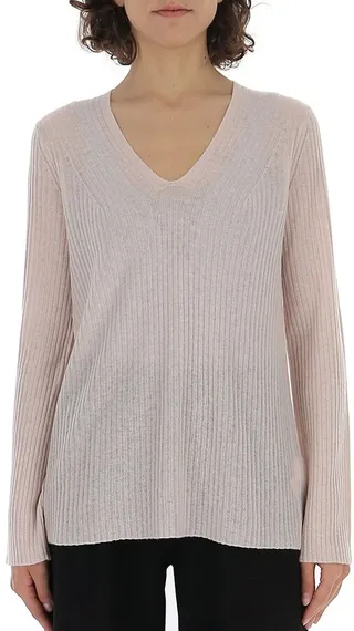 Vince Ribbed Knit V-Neck Jumper