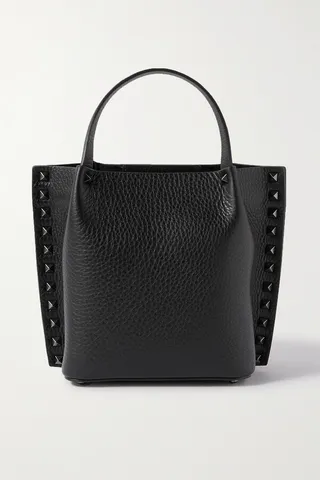 Valentino Garavani - Valentino Garavani Rockstud Textured-leather Tote - Black