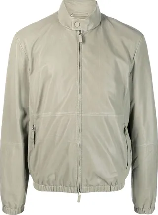 Perforated Leather Bomber Jacket
