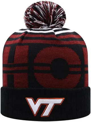Men's Top of the World Black and Maroon Virginia Tech Hokies Colossal Cuffed Knit Hat with Pom