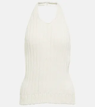 Sesto cotton-blend halterneck top