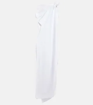Embellished asymmetric gown