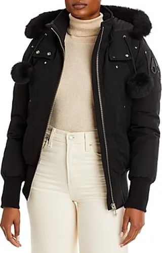 Moose Knuckles Debbie Shearling Trimmed Hooded Bomber Jacket