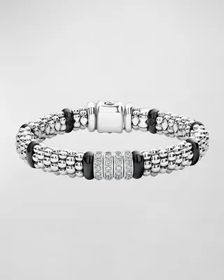 Black Caviar 4-Diamond Station Bracelet