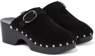 Embellished suede clogs