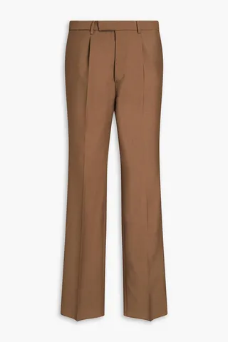 Pleated mohair and wool-blend crepe pants
