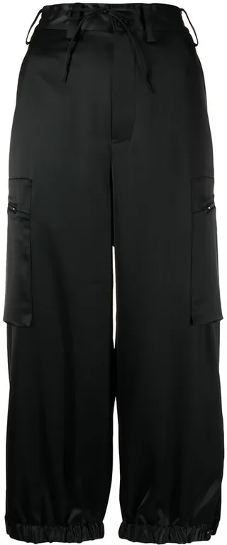 Satin-Effect Cropped Track Pants