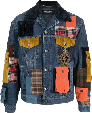 Patchwork Contrast-Collar Denim Jacket