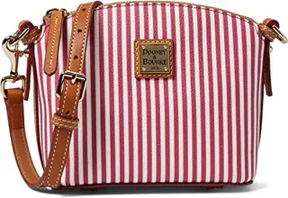 Dooney & Bourke Stripe Mini Domed Crossbody (Fuchsia) Handbags