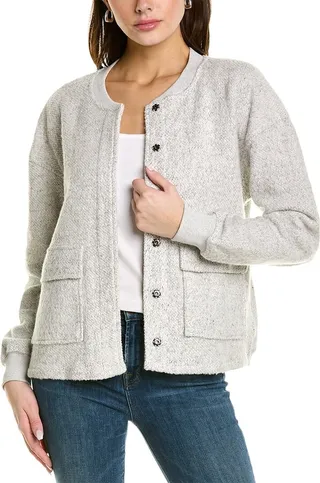 Three Dots Boucle Bomber Jacket