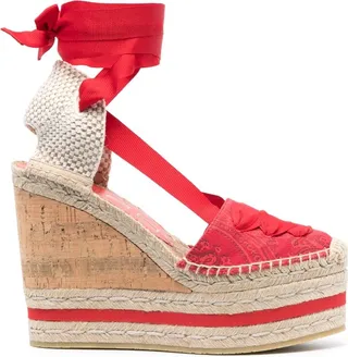 Ankle Tie-Fastening Wedge Espadrilles
