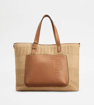 Shopping Bag in Cord and Leather Medium
