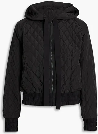 Quilted shell hooded bomber jacket