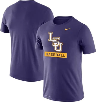 Men's Nike Purple Lsu Tigers Baseball Logo Stack Legend Performance T-shirt