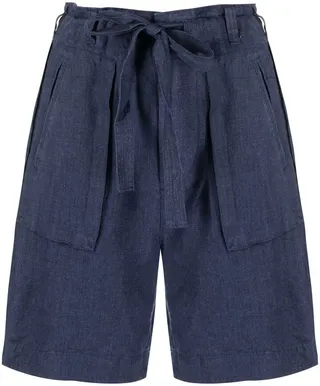 Tied-Waist Linen Shorts