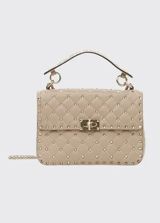 Rockstud Spike Medium Quilted Top-Handle Bag