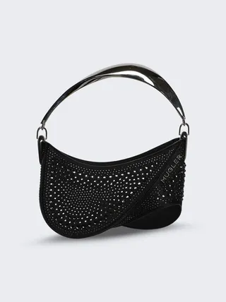 Small Crystal Hot Fix Spiral Curve 01 Bag Black