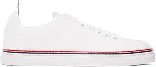 Thom Browne White Canvas Tennis Sneakers
