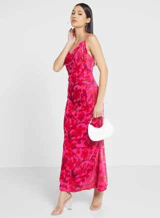 Cowl Neck Floral Dress