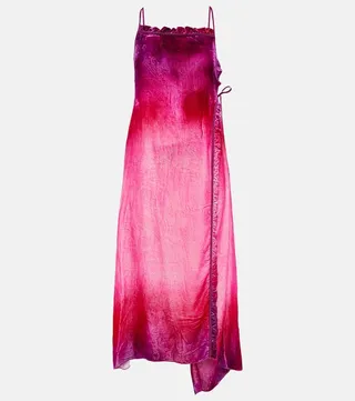 Flocked velvet midi dress