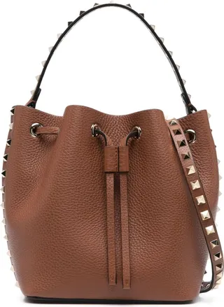 VALENTINO GARAVANI- Rockstud Leather Bucket Bag