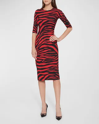 Zebra Printed Midi Dress
