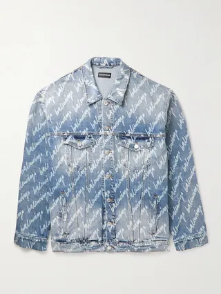 Oversized Logo-Print Denim Jacket