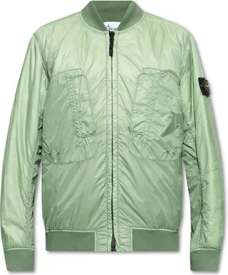 Stone Island Logo Patch Zipped Bomber Jacket