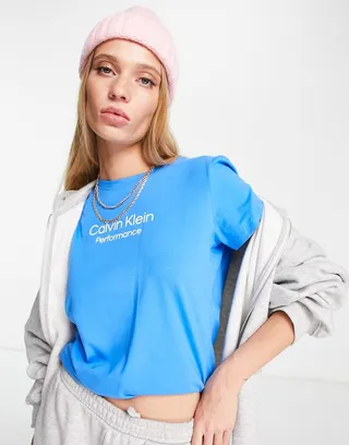 Calvin Klein Performance logo short sleeve t-shirt in blue