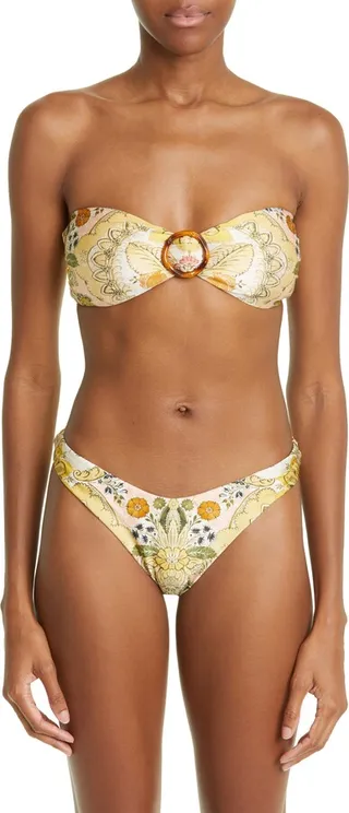 Laurel Baroque Floral Strapless Two-Piece Swimsuit