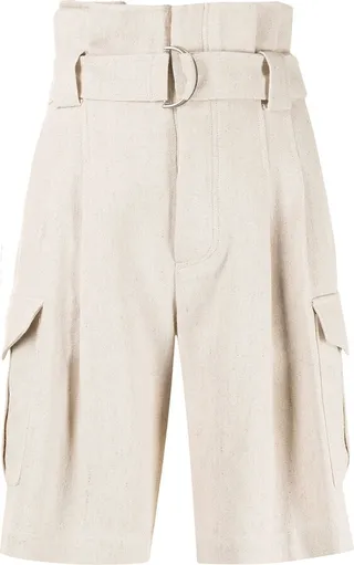 Belted Paperbag-Waist Bermuda Shorts