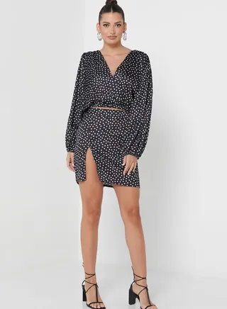Printed Crop Top & Skirt Set