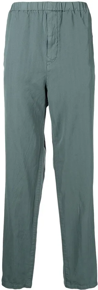 Elasticated-Waist Straight-Leg Trousers