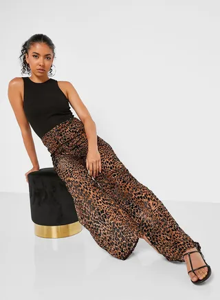 Animal Print Wide Leg Pants