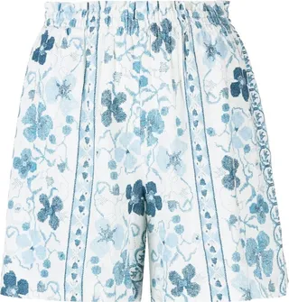 Floral-Jacquard Shorts